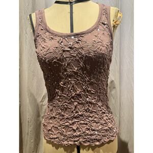 Ann Ferriday VTG Stock Embroidered Pucker Sequin 90’s Tank S